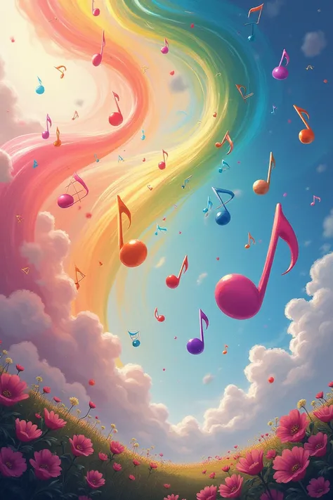 Rainbow musical notes
