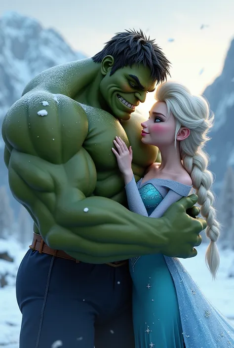 hulk hugs Elsa from a cold heart