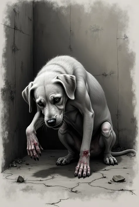 Animal abuse poster (realistic drawing) abusung animal