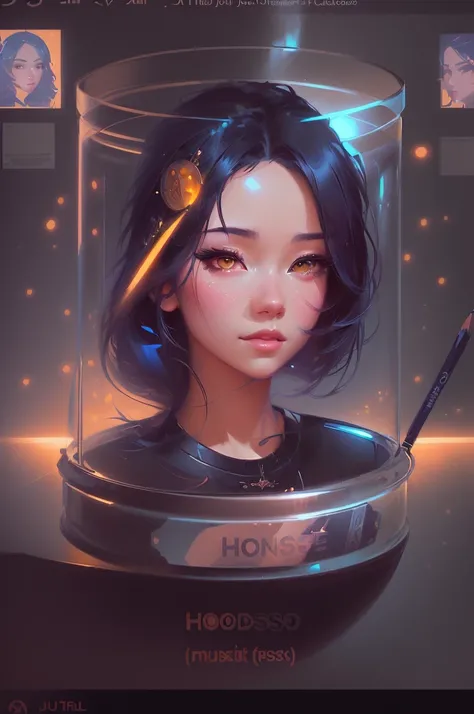 there is a man with a pencil in a glass jar, artwork in the style of guweiz, rossdraws portrait, stunning digital illustration, in the style of ross tran, official fanart behance hd, rossdraws digital painting, loish and ross tran, in the art style of bowa...