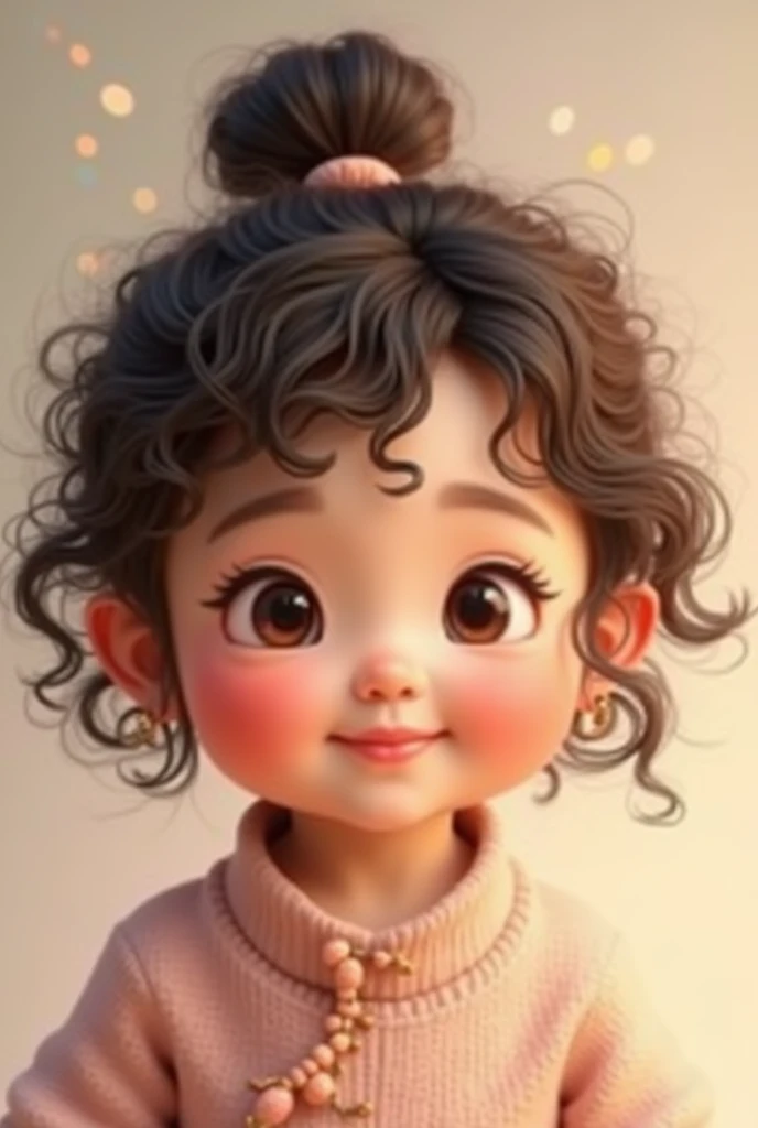 A chinese 2yr old girl with curly brown hair 