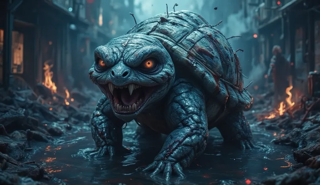 ((masterpiece)) ((photography)) ((highest quality)) an ultra-detailed, hyper-realistic 3d illustration of squirtle transformed i...