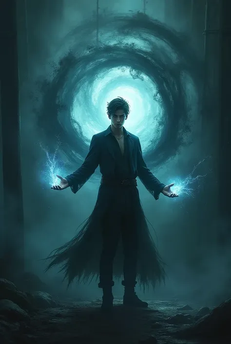 A 23 year old man manipulating and conjuring a gust of dark shadows with his powers