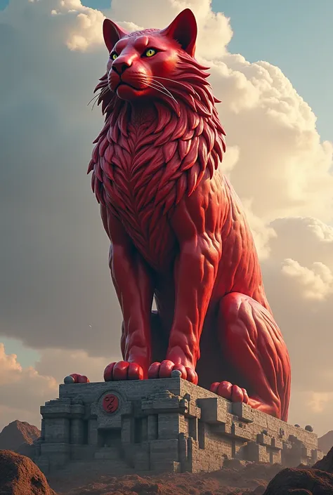 epic statue of a red feline