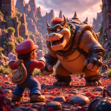 Only Mario Bross fighting Bowser all like Mario was the character from God of War Ragnarok on a mission