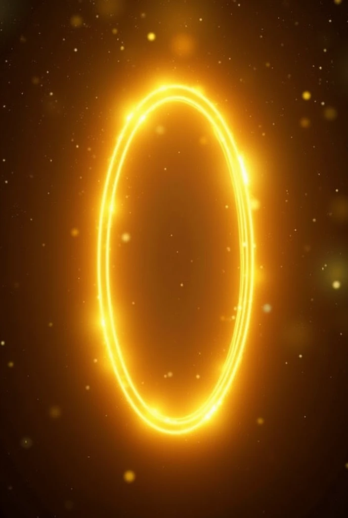 A yellow thick 
light beam, in long oval shape, light is also in inner area, in a cosmic background 