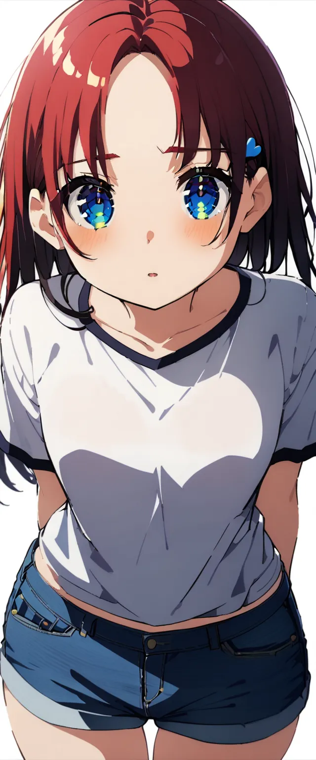 nagatoro : a cute girl dressed in a t-shirt and short denim shorts,sexy,   in front of me