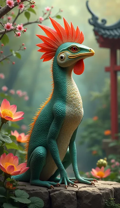 Orientalgardenlizard and cockrooster hybrid