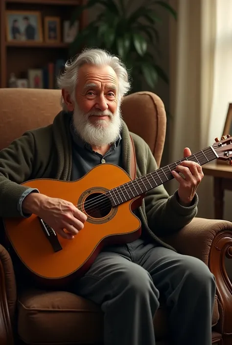 Grandpa playing the guitar