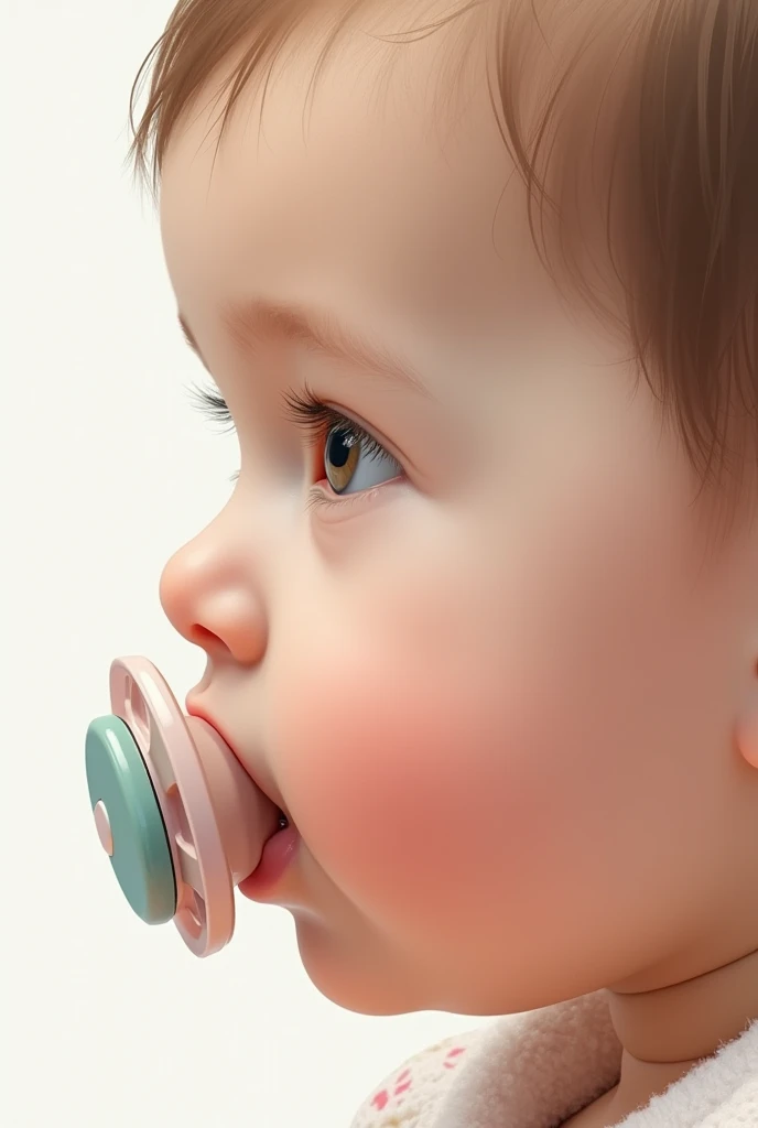 Side face，Clarity，The face of a small child，Young face，Bite the pacifier