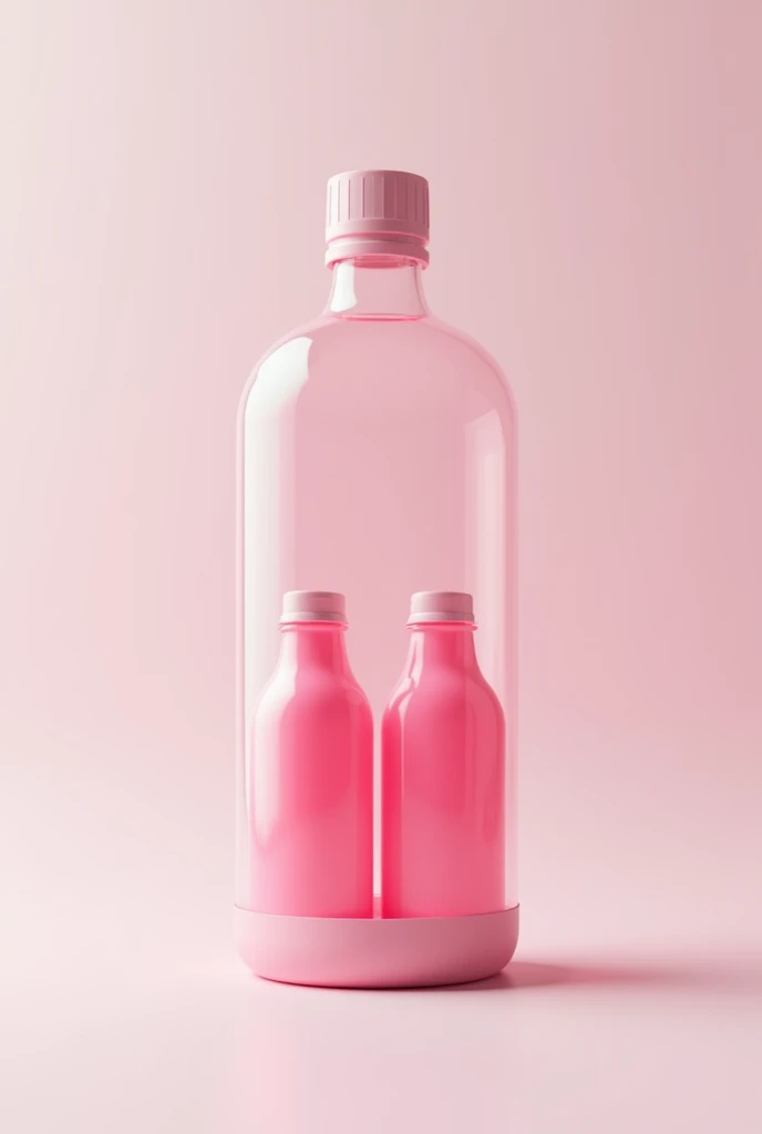  logo properly. A MOCKUP of a bottle-shaped vending machine that also includes bottles to be sold with pink liquid without any logo, leave it blank so that later you can add the logo 