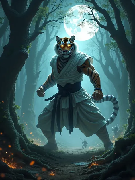 Tiger　karate　night　forest　Yokai