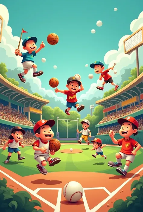 Cartoon versions of all ball games


