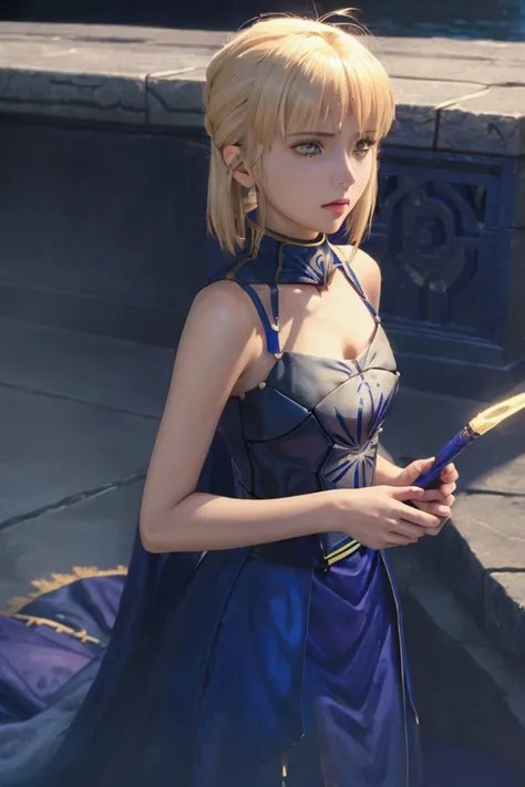 1girl,Saber (Fate/Stay Night), lips, thin lips, parted lips, solo, looking at viewer, camisole, upper body, dark, underlightling, masterpiece, best quality, very aesthetic