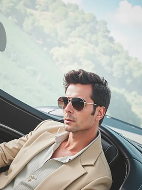 make this man. driving a Ferrari with shades