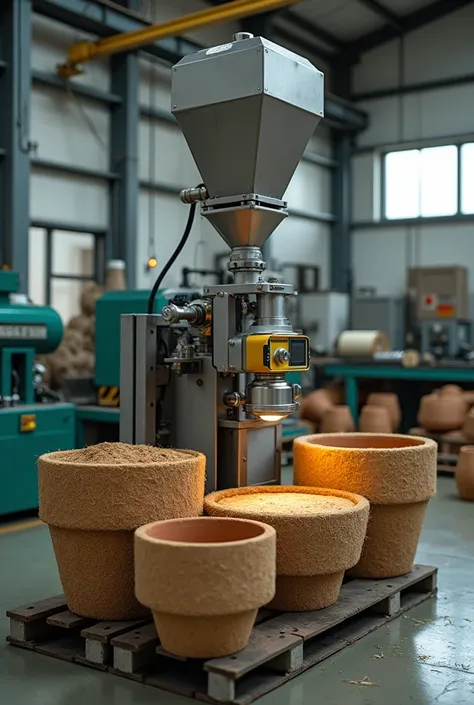 Powdering machine with Automated coir pot maker 