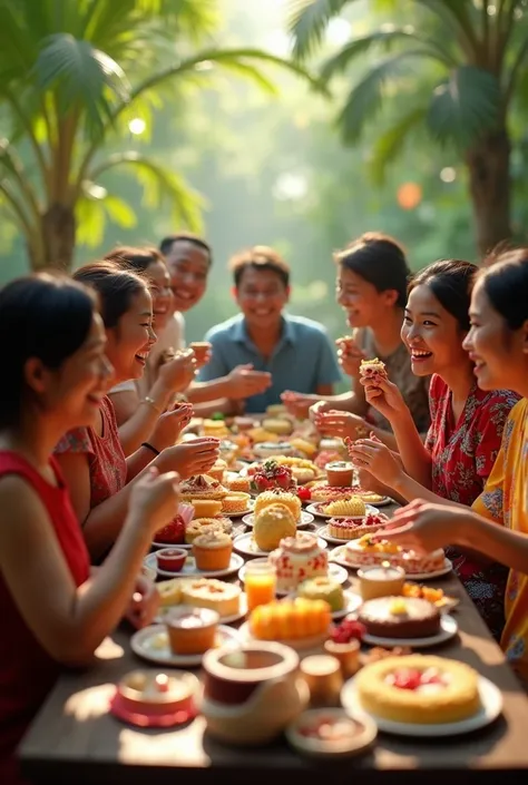 People holding dessert, happy, malaysian, sabah include