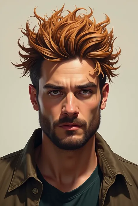 Realistic guy, his hair is like pizza