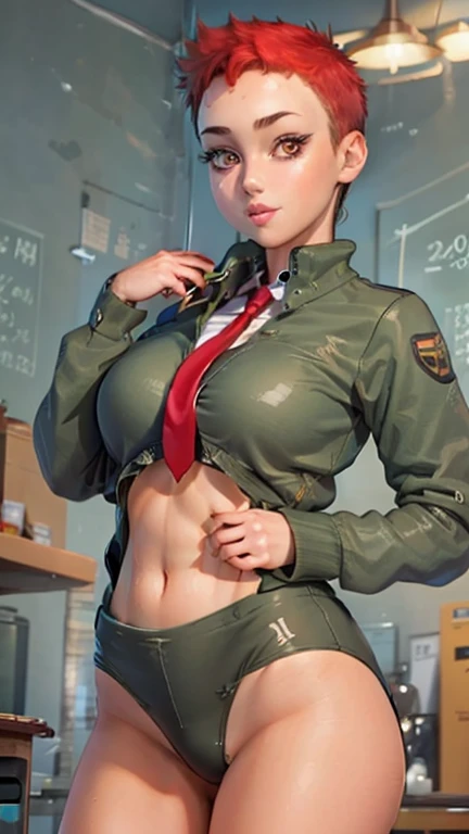  {{{ masterpiece, simple background}}} , {{{red eyes, red hair, big breasts, green jacket, white shirt, red tie, black skirt, school uniform, upper body}}}, {{{natural light, HDR, simple details CG}}}, {{{{extremely_beautiful_detailed_anime_face_and_eyes}}...