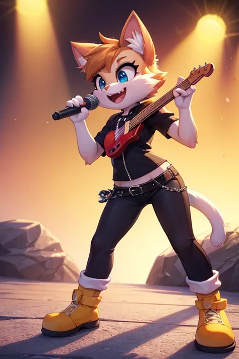 Female furry rock star pop music singer idol cat tiny toons adventure style 