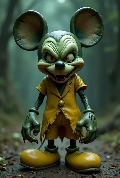 Mickey mouse est un Gollum vert méchant en gilet jaune 