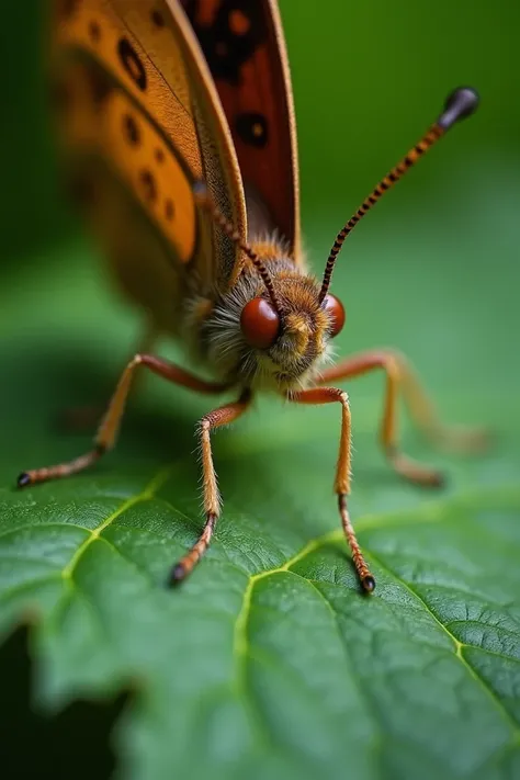 Close-up of a butterfly’s feet on a leaf