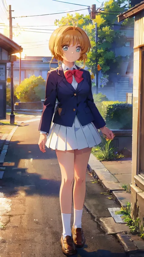 (masterpiece,   best quality,    super detailed ,   absurd)1.5,   1 girl, (  sexy,   Beauty ,   perfect face,  perfect eyes,   perfect female body,  Big Breasts )1.5, (Saionji Onju  ,   blazer,   colored shirt  ,  Bow tie,   check skirt  ,   thigh-length s...