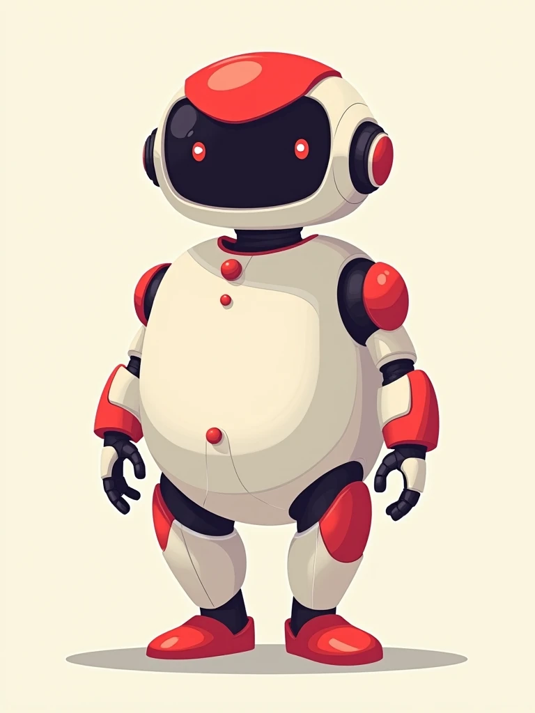 I want you to make an illustration of a robot using red and white。Simple but、 I want them to feel familiar。I want them to be the limpless type 。