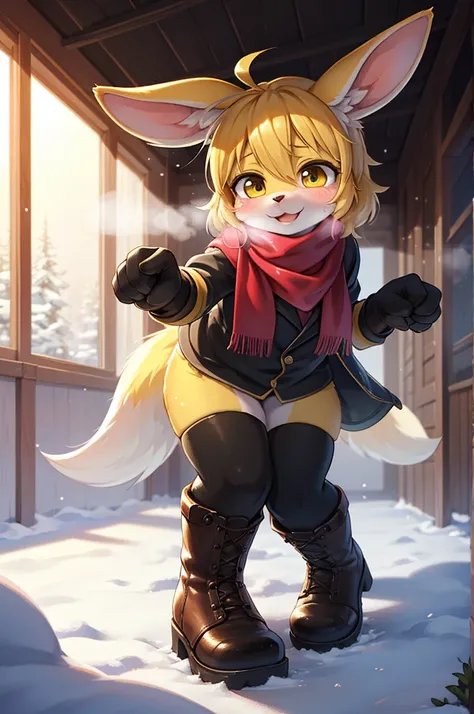 happy winter vacation , snow rabbit ,Scarf, gloves, boots , steamy breath , Shivering from the cold , ooze , (Shining pee , The snow beneath my feet turns yellow , urophilia) , ( soft focus , Shallow focus , dim light , Cross Process , Tyndall ) , Mature ,...