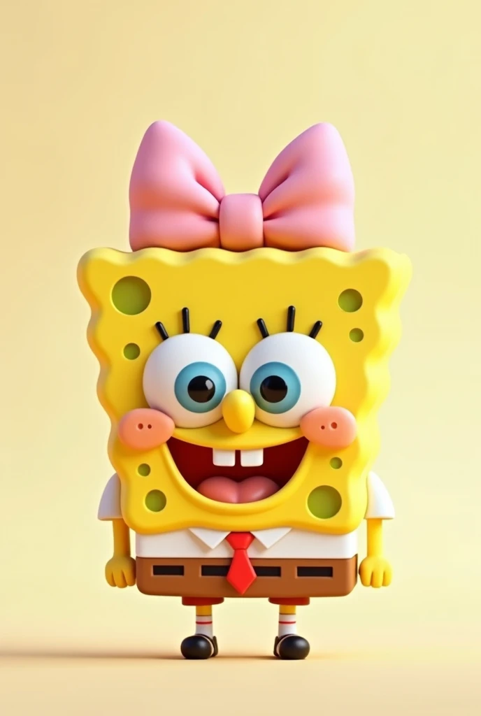 very cute spongebob with ribbon on her head