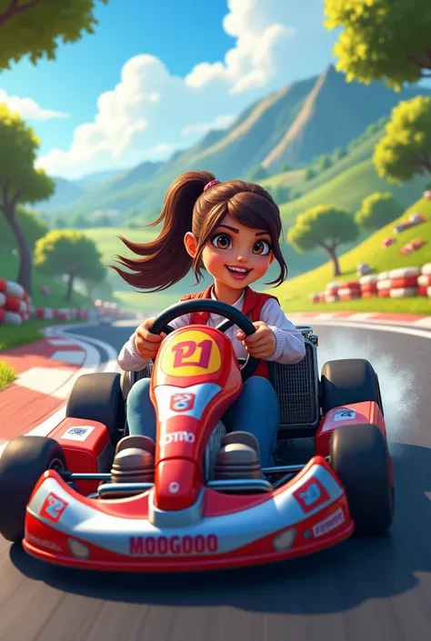 Draw Violeta Perâ driving a kart