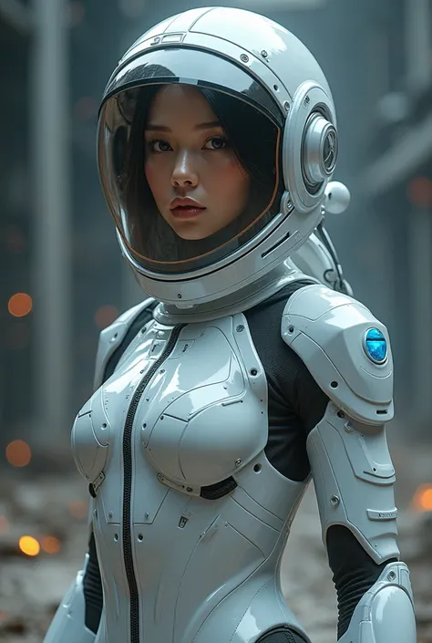 Astronaut, Asian woman wearing futuristic astronaut costume and space helmet, real skin beautiful body and face, very stunning beautiful image, movie, 4k, epic Steven Spielberg movie still, sharp focus, glow Diode, smoke, artillery, sparks, rack, system un...