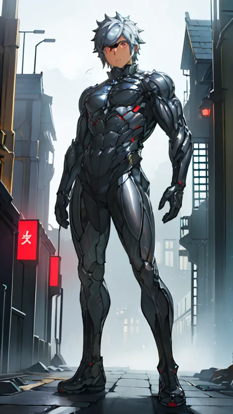 male, .synthesizer (viddesan ), soldier,army , android, network city.full body mechanical tights .full body picture.front.for th...