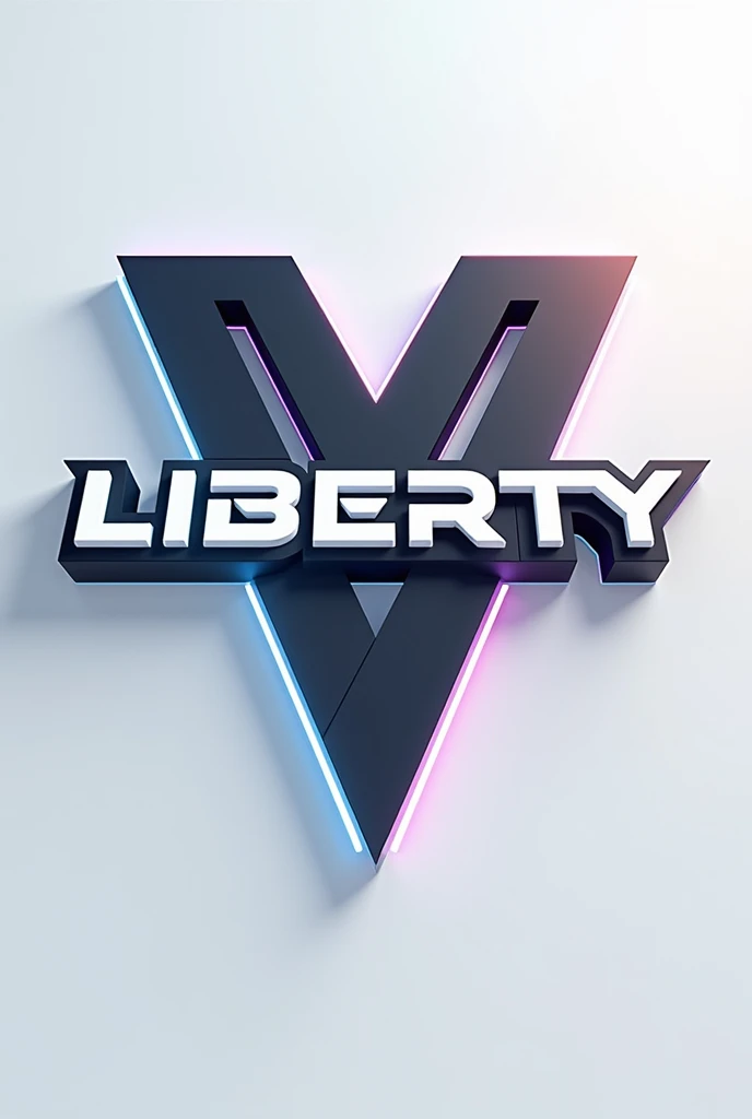 Create signboard e-sports name LIBERTY, 3d future best design e-sports, no logo not at an angle
white backlight on the edges