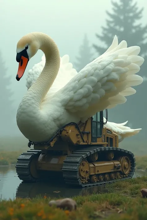 caterpillar backhoe with a swan