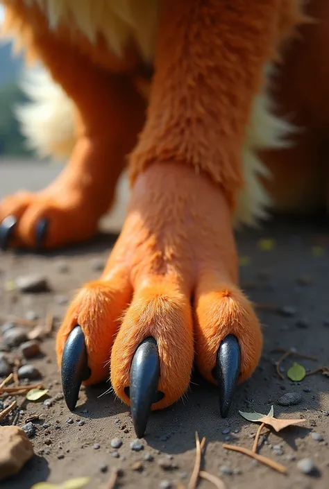 Arcanine,feral,foot close up,foot pawpads,foot focus,solo,toe ring,4 toes,