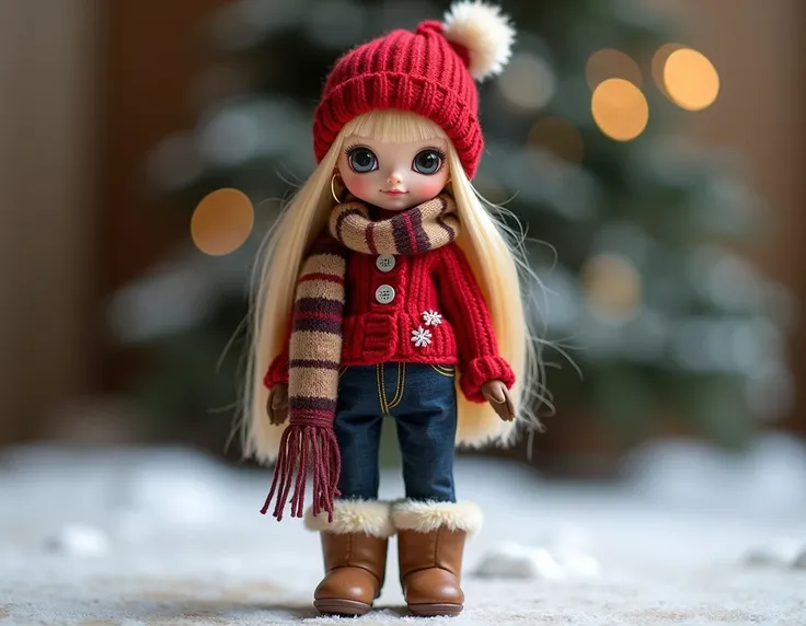 Here is another description for a Christmas Y2K outfit with bootcut jeans for the Coraline doll. It is stylish, warm and yet festive:


 ---

Doll outfit :

Top: a red, knitted crop top with a delicate turtleneck, that is made of soft wool knit and has a m...