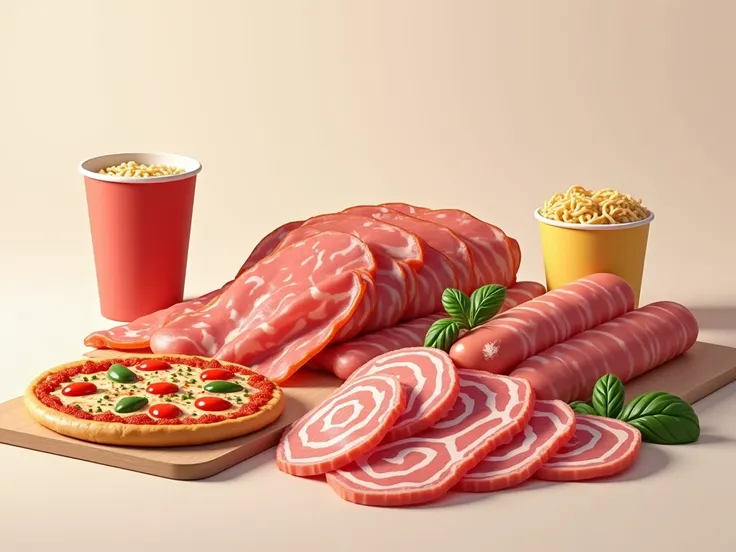 ham,sausage,Processed meats such as bacon, Frozen pizza, Cup noodles