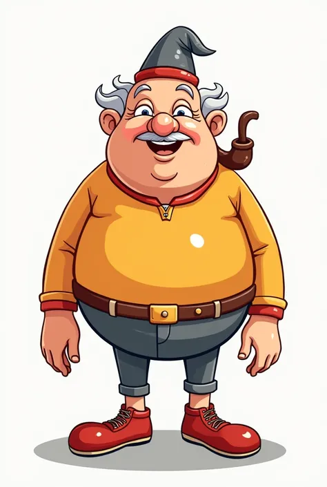 Design a playful and iconic cartoon illustration of an "Ouwe Lul" (old man) figure for an inflatable. The design should be bold, simple, and easily recognizable, even from a distance.

Key Elements:

Body Shape:

The primary focus should be on the oversize...