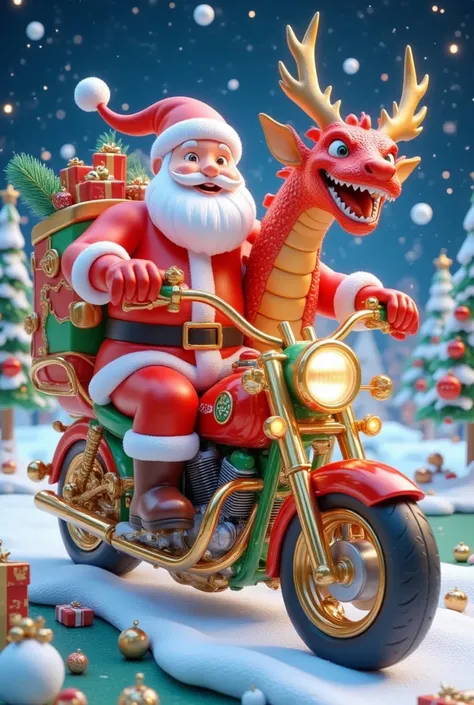 Santa Claus claus riding a motorcycle with a dragon on the back, Santa Claus claus, Santa Claus, 🕹️ 😎 🔫 🤖 🚬, Santa Claus clause, Avatar pictures,  a surreal ,  trending on cgstation , 8K!, 宣传艺术, 8K)), Eight thousand, 8K, 🚿🗝📝,  surreal rendering ,  surreal ...