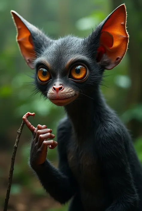  Aye aye
A primate from Madagascar with big eyes and a long finger to search for insects in trees. Its unusual appearance may be scary ,  but it is vital for the ecosystem .
 