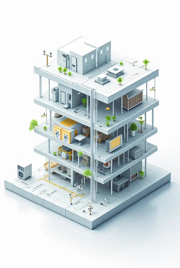  Diagram of a smart building illustrating how lighting systems interact, air conditioning ,  and energy saving materials .