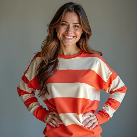 Put multiple stripes on the body with long sleeves