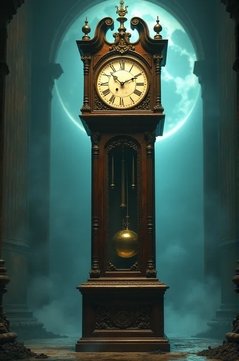  A large antique clock, like a time portal ,  realistic image  