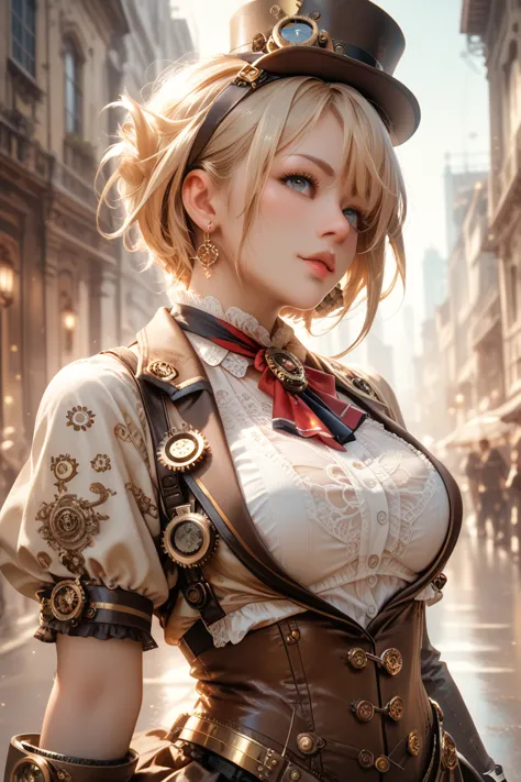 steampunk city on fire