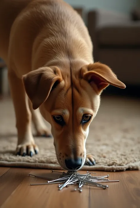 A picture of a dog that eats needles