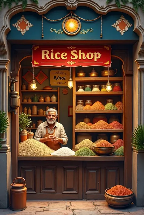 Once small shop. In fornt of me. Which shop like indian rice shop. 

