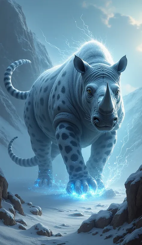 Indian Rhinoceros and Snow Leopard  merge into it and fusion big creator