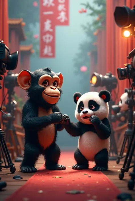 Movie chimpanzee and Panda