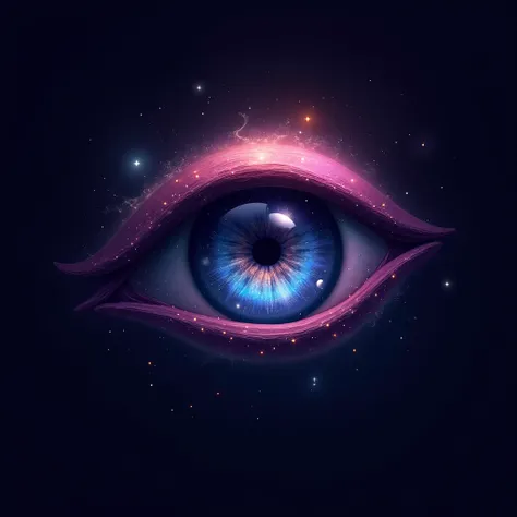 
Generate a logo for a YouTube channel in which the main colors are black, purple and blue, Galaxy type with an abstract eye